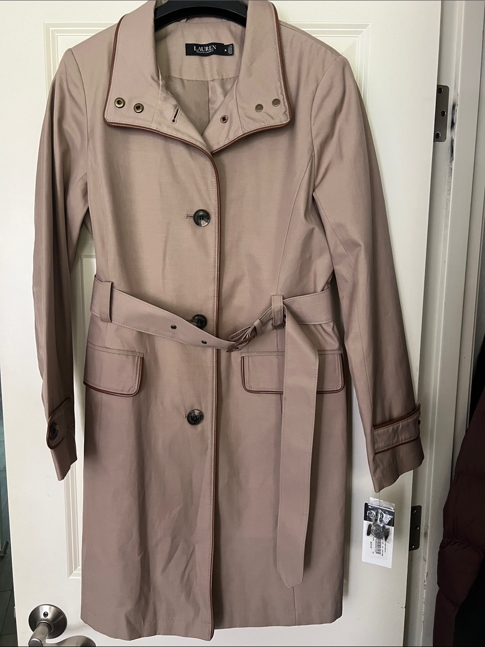 Lauren Ralph Lauren Taupe Trench Coat with Contrast Piping; NWT